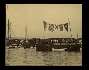 Cornish Coastal Scenes Drucke: Small boat dressed with flags