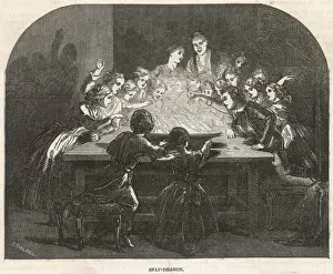 Historical Christmas Customs Drucke: Snapdragon, 1850
