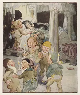 Classic Fairy Tale Artwork Drucke: Snow White with Dwarfs