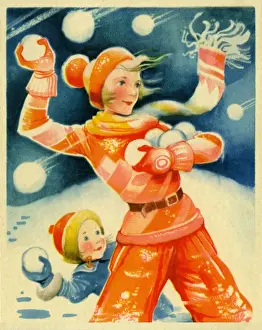Vintage Xmas Decorations Drucke: Snowballing
