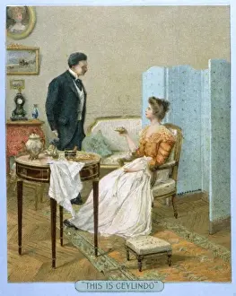 Traditional English Afternoon Tea Drucke: Social / Tea for Two C1900