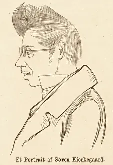 Drucke von Søren Abye Kiergaard dänischer Philosoph Porträt Drucke: Søren Kierkegaard