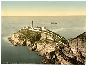 Drucke von Südstack Leuchtturm, Holyhead, Wales; Epoche zwischen etwa 1890 und etwa 1900 Anglesey Drucke: Südstack Leuchtturm, Heiligenbein, Wales