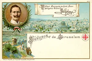 Gedenkbrief, Postkarte aus Jerusalem, von Kaiser Wilhelm II