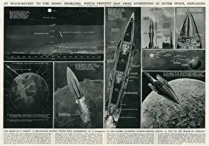 American Space Travel History Drucke: Space rocket to the Moon 1946