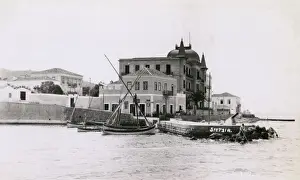 Drucke von Spetses, Griechenland - Das Poseidon-Hotel (eröffnet 1914). Datum: um die Jahre 1920 Griechenland Drucke: Spetses, Griechenland - Das Poseidon-Hotel
