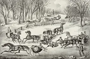 Cold Weather Scene Drucke: A spill out on the snow