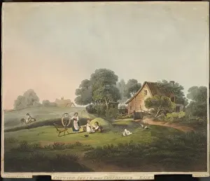 Textile Industry History UK Drucke: Spinning on the Green