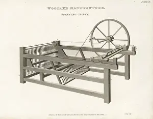 Industrial Revolution History Drucke: Spinning Jenny, multi-spindle spinning, 18th century