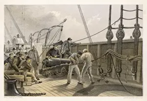 Great Eastern Ship Drucke: Splicing Atlantic Cable