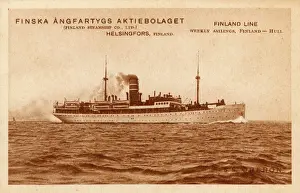 Drucke von Obersturmführer der SS Oberschiff des Finnischen Dampfschifffahrtsunternehmens - wöchentliche Fahrten von Helsingfors (Helsinki) nach Hull, England Datum: ungefähr um die 1910er Jahre Finnland Drucke: Oberst SS-Boot der Finnischen Dampfschiffgesellschaft