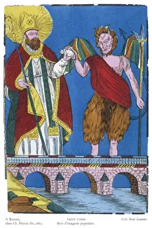 Good V Evil Art Drucke: St Cado and the Devil