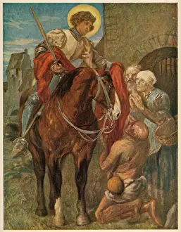 Drucke von Erzbischof von Tours, der Heilige teilt sein Mantel Verwandte Bilder Drucke: Heiliger Martin von Diez