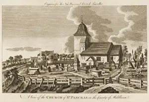 Historical Churches In London Drucke: St Pancras / Fields 1779