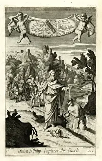 New Testament Prints Drucke: St Philip baptises the eunuch
