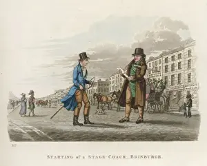 Vintage Horse And Carriage Drucke: Stagecoach in Edinburgh