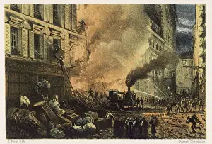 Historical Firefighting Equipment Drucke: Steam fire engine at work