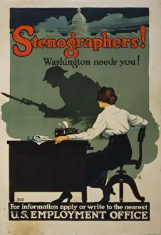 American History Posters Drucke: Stenographers! Washington needs you
