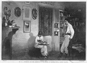 19th Century Literary Figures Drucke: Stevenson and Belle