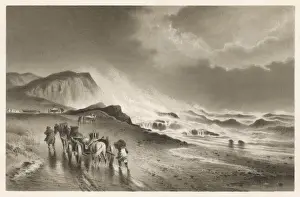 Beach Scene Painting Drucke: Storm on a Coast