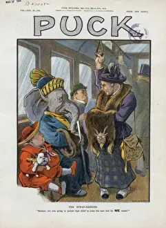Political Satire Artwork Drucke: The strap-hanger