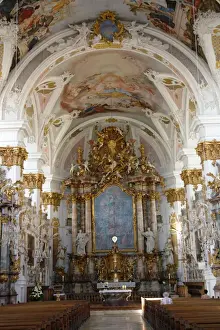 Bavarian Church Interior Drucke: Studienkirche interior, Dillingen, Bavaria, Germany