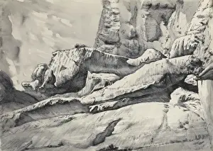 Raymond Sheppard Art Drucke: Study of a rocky cliffside outcrop