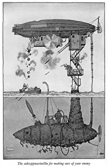 Der Unter-Zepplin-Elle von Heaths Robson, WW I-Kartoon