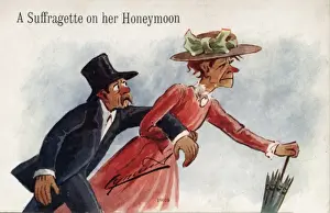 Historical Suffragette Images Drucke: Suffragette on Her Honeymoon