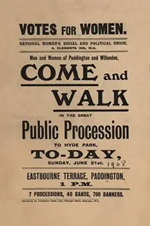 Suffrage Movement History Drucke: Suffragette Procession Hyde Park