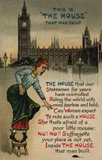 Historical Suffrage Images Drucke: Suffragette Scared by Mouse