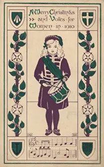 Britische Frauenbewegungsführerin W.S.P.U.-Karte zum Weihnachtsfest