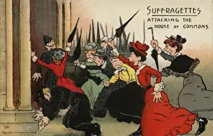 Womens Rights History Drucke: Suffragettes Attack the House of Commons