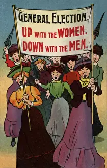 Historical Suffragette Images Drucke: Suffragettes Marching at Election