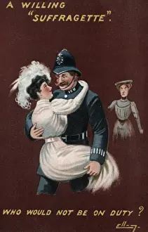 Suffragette History Drucke: Suffragettes and a Policeman
