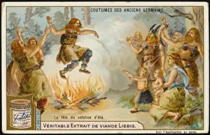 Drucke von Feuer wurden bei den Sonnenwenden und Gleichgewichtswenden der alten Deutschen entzündet: die Feuer heilten ihre Krankheiten, und das Asche streuen im Feld sicherte Fruchtbarkeit Kulturelle Feste Und Traditionen Drucke: Sommer solstiz