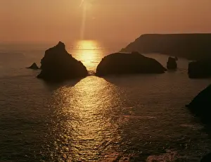 West Country Landscapes Drucke: Sunset at Kynance Cove, The Lizard, Cornwall