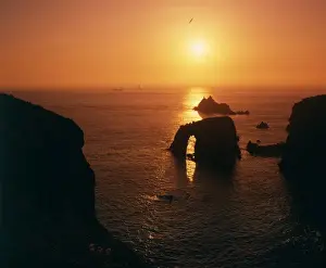 West Country Landscapes Drucke: Sunset at Lands End, Cornwall