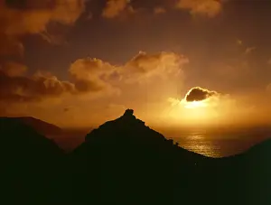 West Country Landscapes Drucke: Sunset at Valley of Rocks, Lynton, Devon