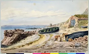 Drucke von Turm von Sutton, Howth, County Dublin (1868). Moore, James 1819 - 1883. Datum: 1868 James Moore Drucke: Suttoner Turm, Howth, County Dublin