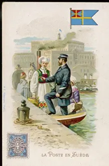 Vintage Postal Worker Drucke: Swedish Postman C1900