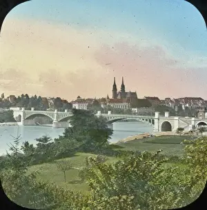 Rhine River Landmarks Drucke: Switzerland - The Upper Bridge, Basel