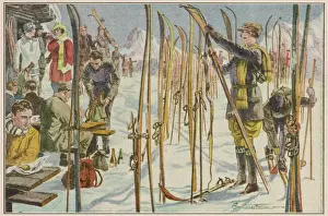 Skiing In The Snow Drucke: Taking a Ski Break 1927