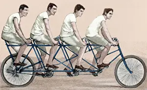 Cycling In The 19th Century Drucke: Tandem bicycle