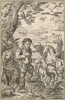 17th Century Art Prints Drucke: Teaching the Animals