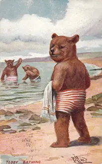 Bär aus der Teddy auf dem Strand