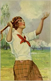 Tennis Sport History Drucke: Tennis - Serving