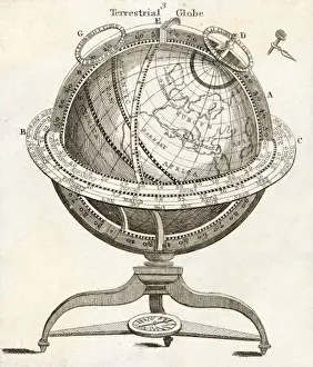 Antique Cartography Artwork Drucke: Terrestrial Globe