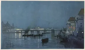 Nighttime London Landmarks Drucke: Thames / Charing X 1926