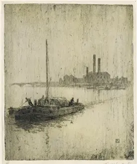 Barges On The Thames Drucke: Thames / Rain & Barges